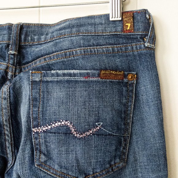 7 For All Mankind Denim - 7 for All Mankind Bootcut Jeans w Pink Rhinestones